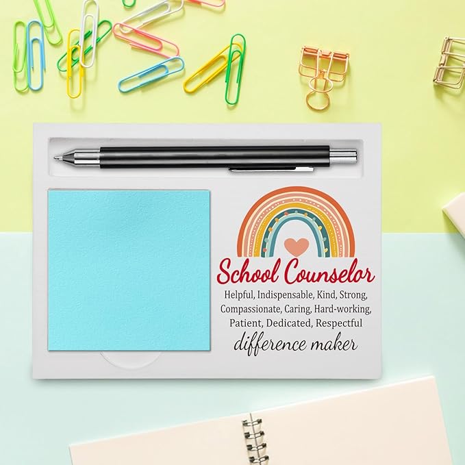 School Counselor Office Supplies Sticky Note Holder Decor, School Counselor Thank You Appreciation Gifts for Women Men Self-Stick Note Pad Holders YBB10