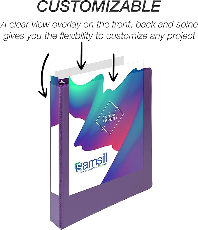 Samsill Durable 1 inch 3 Ring Binder, Made in USA, D Ring Binder, FSC 100% Recycled Chipboard, Purple, 4 Pack