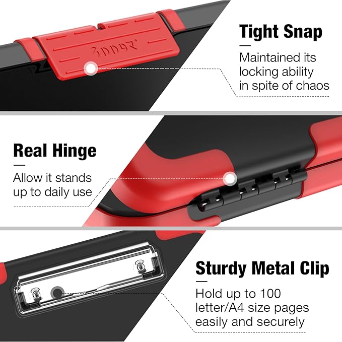 Sooez Toughest Clipboard with Storage, Internal Pen Pouch Included, Letter/ A4 Size, Shockproof Heavy Duty Plastic Clip Boards 8.5x11”, High Capacity Clipboards Box Case for Contractor Trucker Driver