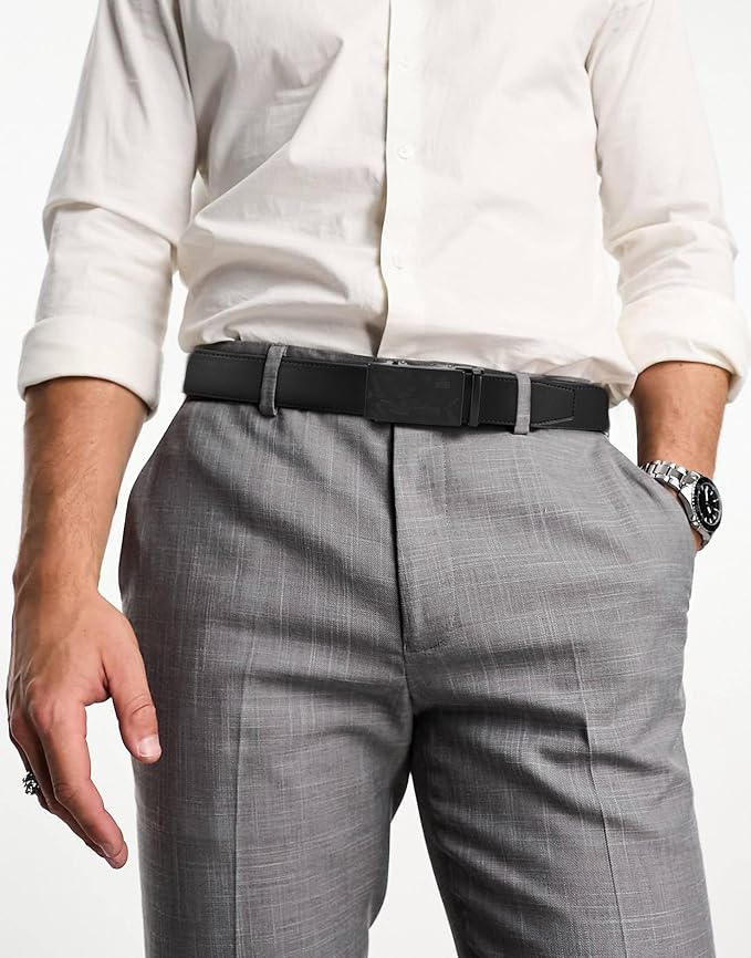 CHAOREN Mens Belt - Mens Ratchet Belt Leather 1 3/8" for Dress Pant - Micro Adjustable Belt Fit Everywhere