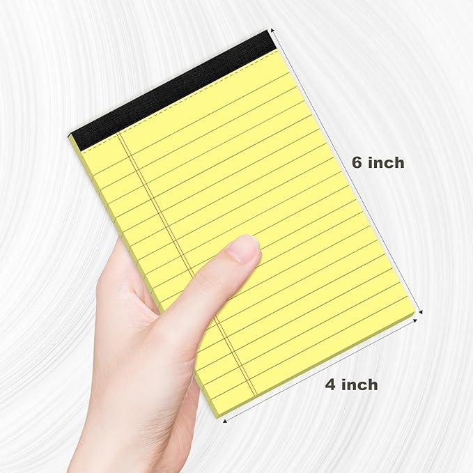 Yellow Legal Pads 4x6 18-Line College Ruled Small Legal Pads 20 Packs of Mini Legal Note Pads Non-Penetrating Paper, Perforated Writing Pad for School, Office, Business
