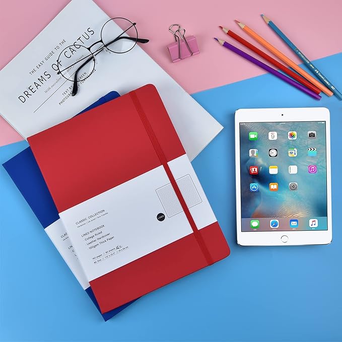 Coopay 6 Pack B5 Notebooks Journal College Ruled Composition Notebooks Classic Hardcover Lined Journals for Office Home School Business Writing Notes, 10.2" x 7.5", 100GSM Thick Paper (Multicolor)