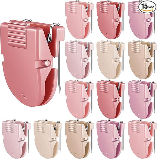 15 Pcs Cubicle Clips Fabric Panel Cubicle Accessories Fabric Partition Panel Wall Clip Office Photos Wall for Notes Memos Standard Size, 40-Sheet Capacity (Pink)