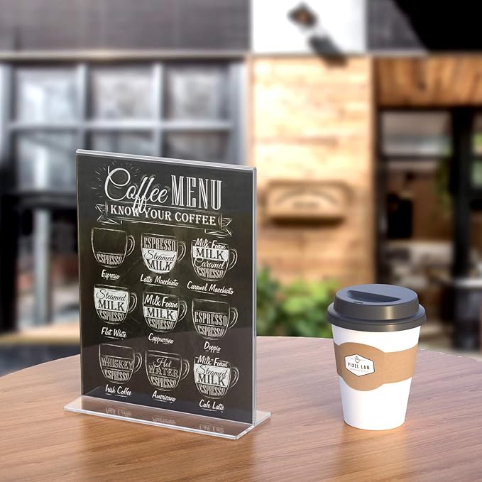 NIUBEE 6 Pack Acrylic Sign Holder 8.5 x 11 - T Shape Double Sided Table Top Display Stand, Portrait Upright Photo Picture Frame Wedding Menu Ad Holder