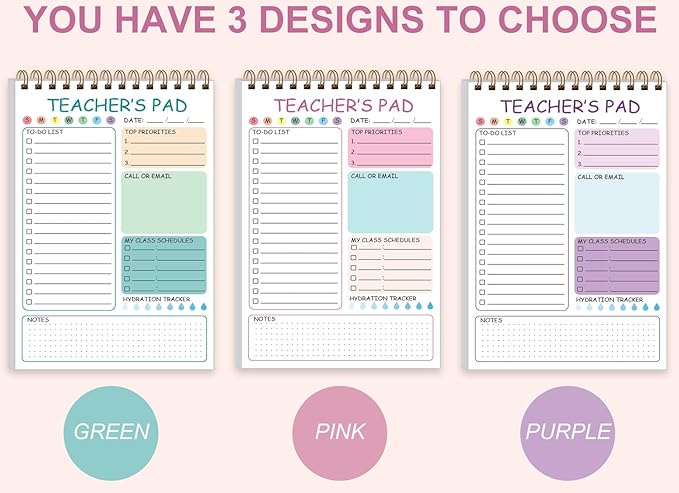 Teacher Notepad - Teacher To Do List Notepad, Spiral Checklist Notebook Organizer for Teachers Notes Task Appointment, Teacher Appreciation Gifts, 5.8'' x 8.3'', Pink