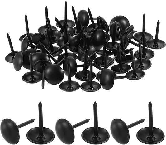 uxcell 50 Pcs Upholstery Tacks, 9 x 13mm Round Head Upholstery Nails Pins Vintage Decorative Furniture Tacks for Chairs Sofas Beds DIY Project, Black