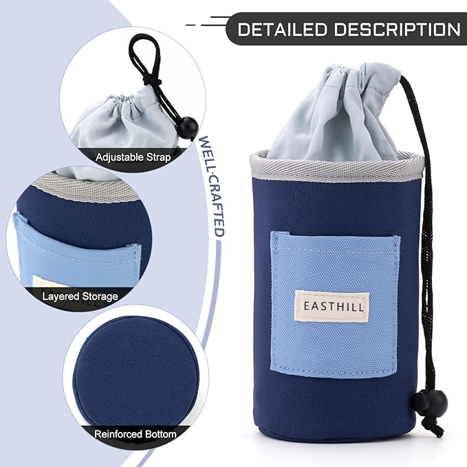 EASTHILL Desk Organizer Pencil Holders Pen Case Pouch for Girls Home School and Office Supplies-Navy