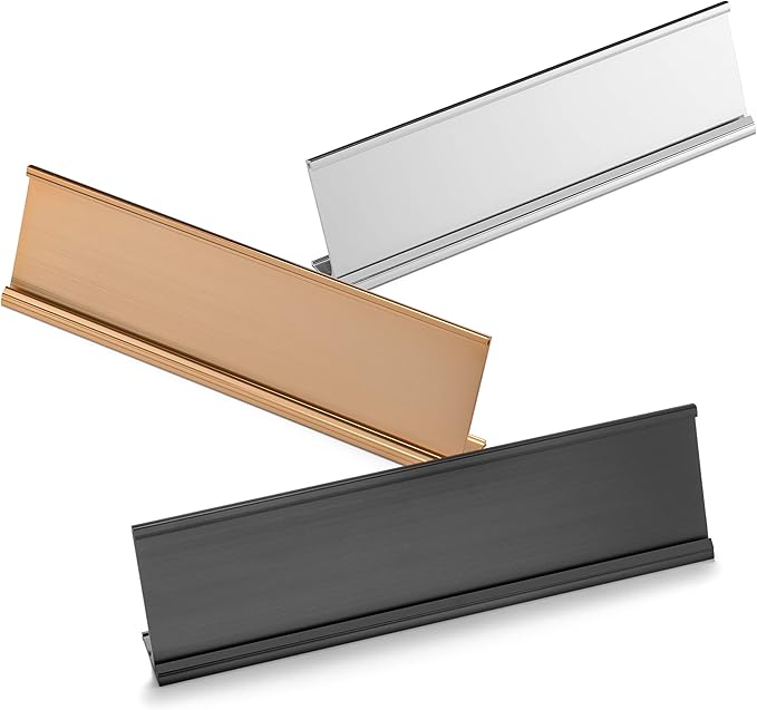 Providence Engraving Personalized Desk Name Plates - Custom Office Wall or Desk Name Plates With Aluminum Holder With Two Lines of Laser Engraved Text, 2" x 10"