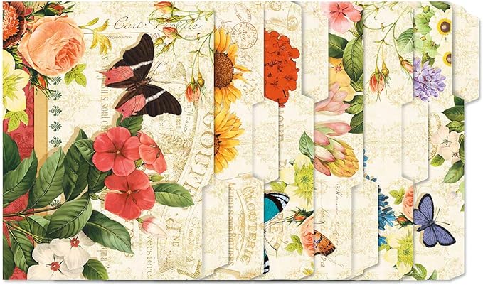 Current Grande Fleur File Folders Value Pack - Bulk Set of 24, 6 Pretty Decorative Designs, 1/3 Cut Tabs, Heavy-Duty Paper Stock, Office Supplies for Home & Work, 9-½” x 11-¾” Letter Size