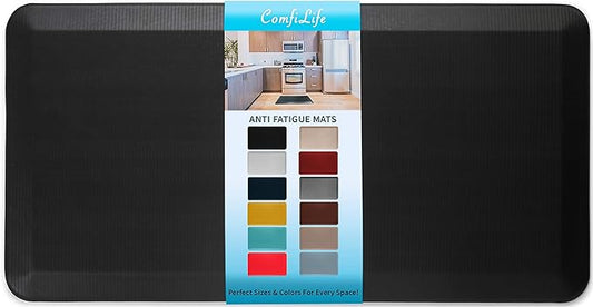 ComfiLife Anti Fatigue Floor Mat – 3/4 Inch Thick Kitchen Mats for Floor, Standing Desk Mat, Kitchen Rug – Comfort at Home, Office – Durable – Stain Resistant – Non-Slip Bottom (20" x 39", Black)
