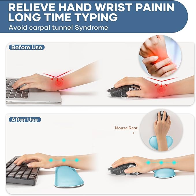 Office Ergonomic Memory Foam Computer Mouse and Keyboard Wrist Rest pad Support Carpal Tunnel, Wrist Rest for Keyboard and Mouse, Wrist Support Set