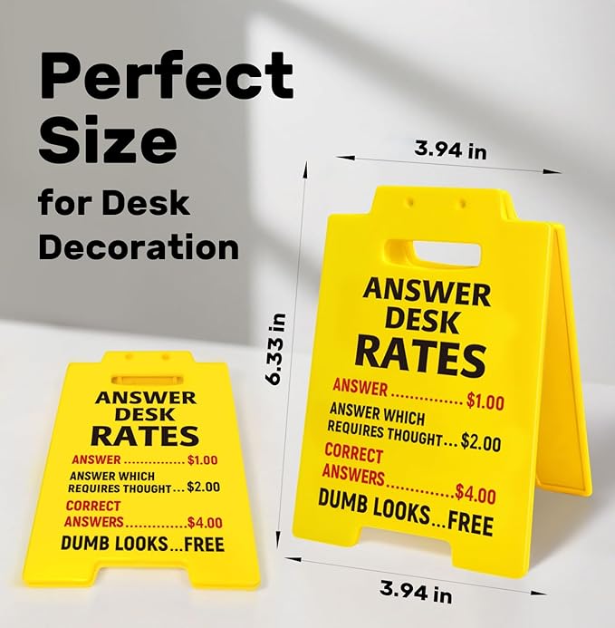 Funny Answer Desk Rates Sign, Funny Office Desk Decor Accessories for Work, Cool Office Signs Gifts for Boss Lady Coworker Teammates Employees Men Women, Cubicle Decorations