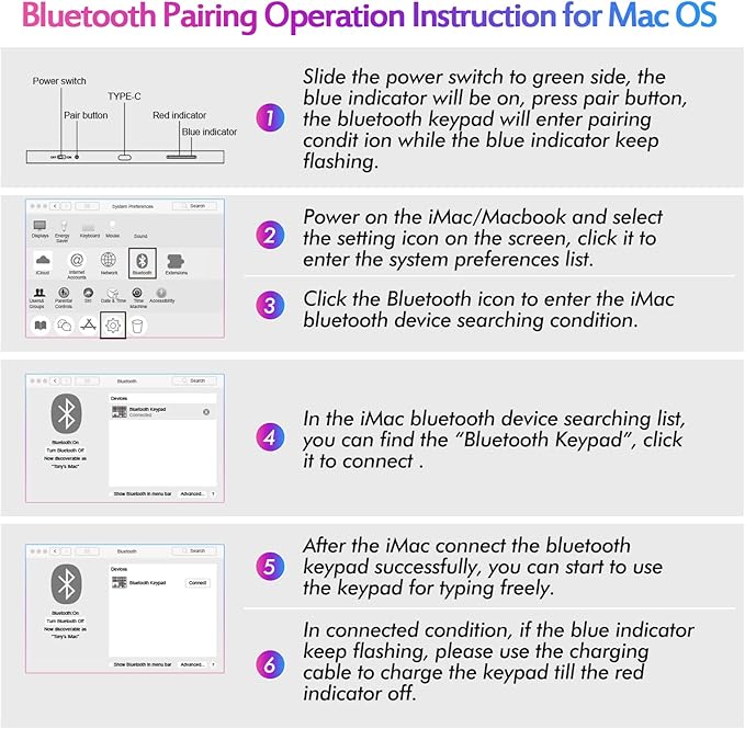Foloda Bluetooth Number Keypad, Wireless 10 Keys Number Pad for Laptop, 34 Keys Rechargeable Numeric Numpad Key Pad Extensions Keyboard for Chromebook Notebook MacBook