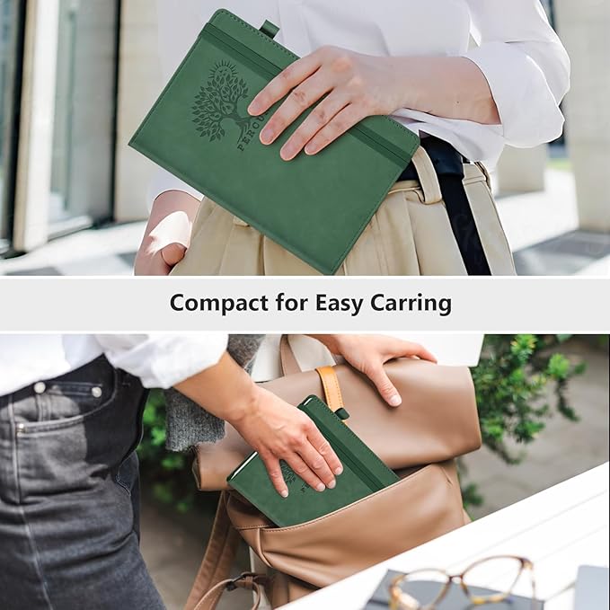 PERCUN Lined Journal Notebook for Men & Women, 160 Pages College Ruled Journal for Writing, A5 Hardcover Leather Notebooks for Work, School, Business, Travel, Daily Diary 5.9" x 8.5" - Green