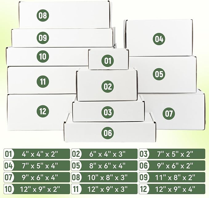 7"x5"x4" Shipping Boxes Set of 2, White Corrugated Cardboard Box Literature Mailer