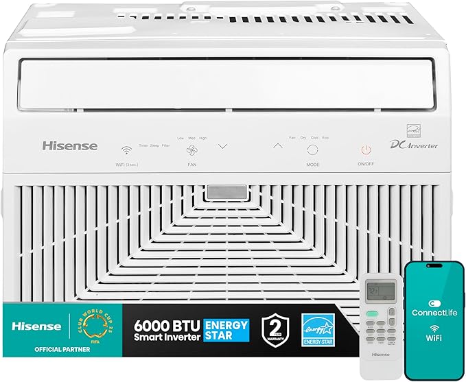 Hisense WCT06W25A Window Air Conditioner, 6,000 BTU, White