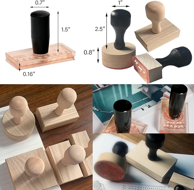 Custom Stamp with Logo Text - Personalized Rubber Stamp with Handle - Address Stamps for Business or Crafting - Rectangle 1"x3"