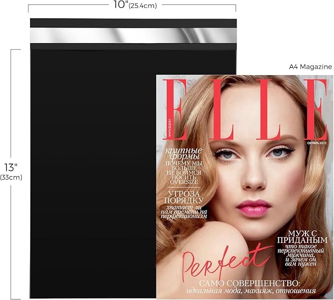 Fuxury 1000 Pack 10x13" Poly Mailers Bulk,Waterproof Mailing Envelopes for Clothing,Strong Adhesive Self Seal Poly Shipping Bags for Postage Return Books Small Business(Black)