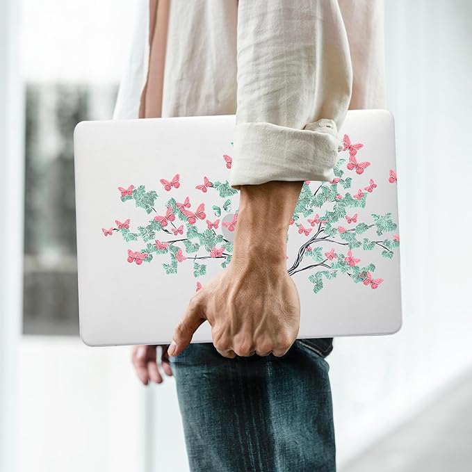 Cute Clear Print Case for MacBook Air 13 inch 2025-2022 M4 A3240 M3 A3113 M2 A2681,for Mac Air13 M4 Sturdy Pattern Plastic Hard Shell&Keyboard Cover for MacBook Air 13.6 Cases,Butterfly Tree