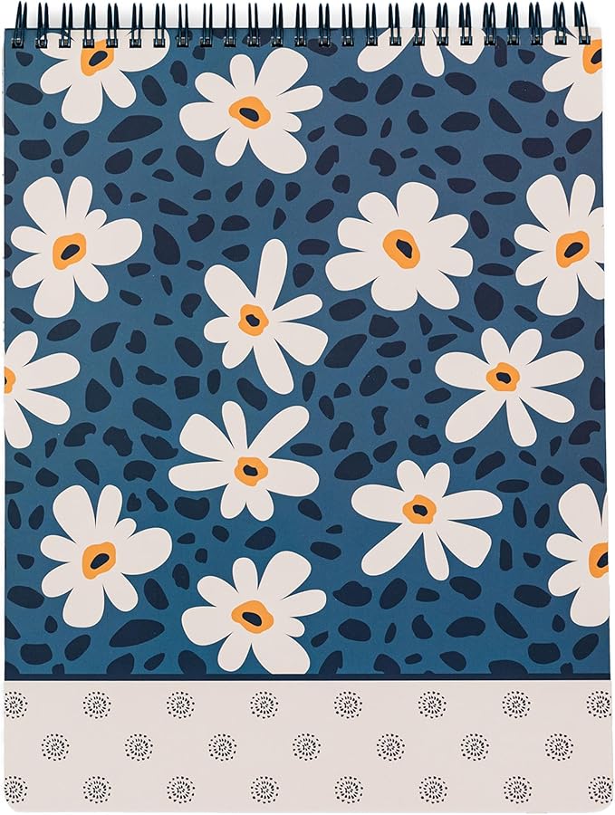 Steel Mill & Co Large Top Spiral Notebook College Ruled, 11" x 8.5" with Durable Hardcover and 160 Lined Pages (Leopard Daisy)