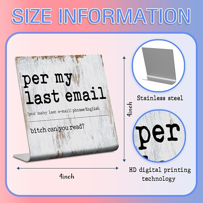 TRCENDE per my last email sign Definition Office Sign,Gifts Coworker Gifts for Women Men Home Office Decor Definition,Cute Office Tabletop Decor,Motivational Office Desk Decor XUV84