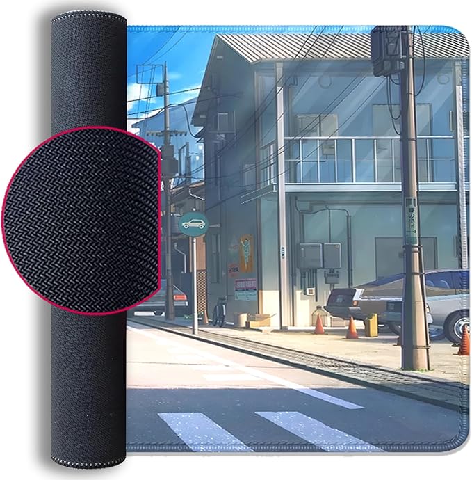 Anime Tokyo Street Japanese Mouse Pad,Large Extended Gaming Mouse Pad with Stitched Edges,Non-Slip Waterproof Rubber Base Mouse Pad for Office Work Home Games Desk Pad(27.5X11.8 in)