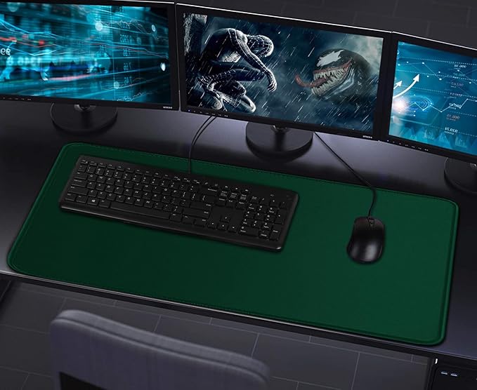 Gaming Mouse Pad with Stitched Edges, Durable Non-Slip Natural Rubber Base, Waterproof Computer Keyboard Pad Mat for Esports Pros/Gamer/Desktop/Office/Home - Green