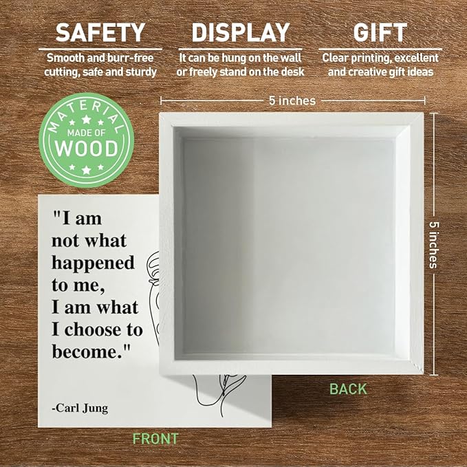 Therapy Office Desk Decor Wooden Box Sign, Mental Health Decor for Home School Counseling Decoration Mental Health Gift for Counselor Psychologist Therapist, I Am What I Choose to Become