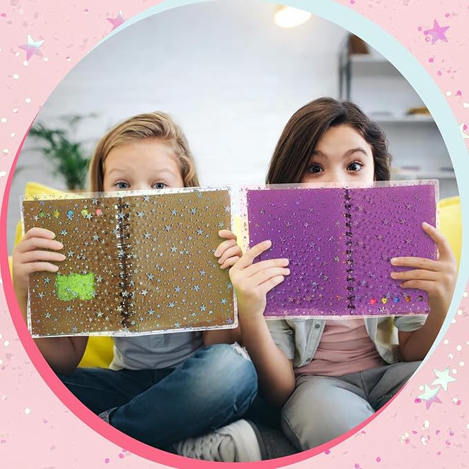 2 Pcs Glitter Star Jelly Cover for Planners and Notebooks Planner Protective Sleeve Glitter Star Cover for Week Planner Notebooks Journal(Transparent and Pink,B6)