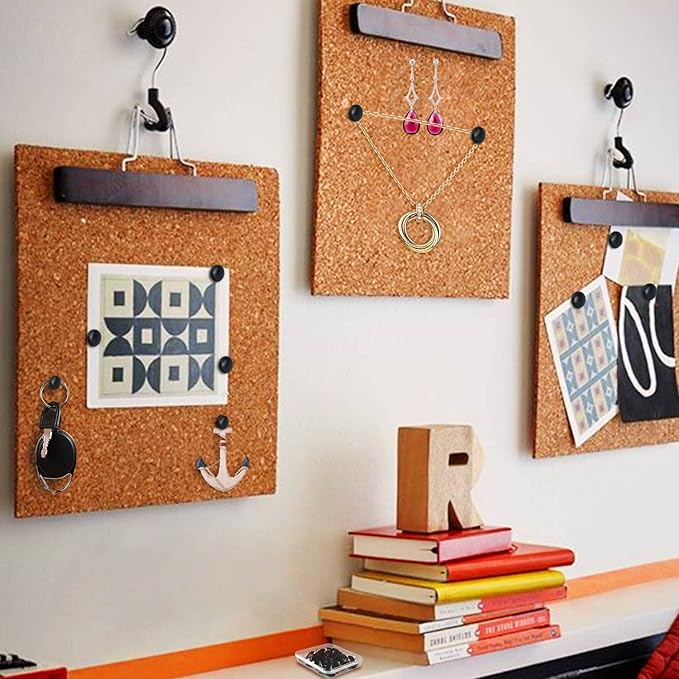 Lunies 100 PCS Black Plastic Push Pins, Thumb Tacks for Wall, Wall Pins for Hanging, Standard Plastic Head and Steel Point Push Pins for Cork Board