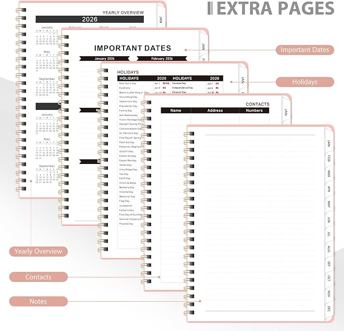 2026 Planner, Weekly and Monthly Calendar Academic Planner, Jan 2026 - Dec 2026, Planning Agenda Book for Desk Accessories and School Supplies - Letter Size (8.5'' x 11'')