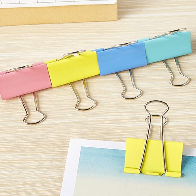 2 Inch Extra Large Binder Clips (24 Pack), Assorted Colors, Colored Jumbo Paper Clips, Big Paper Clamps, Binder Clips Large Size for Home, School and Office Supplies