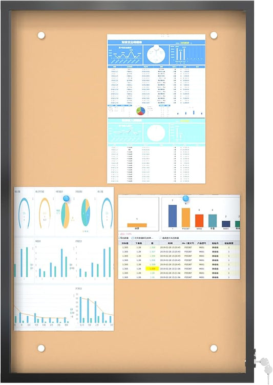 36 x 24 in Waterproof Outdoor Bulletin Board Lockable Wall-Mounted with Cork Backing, Ideal for Schools, Offices, and Restaurants