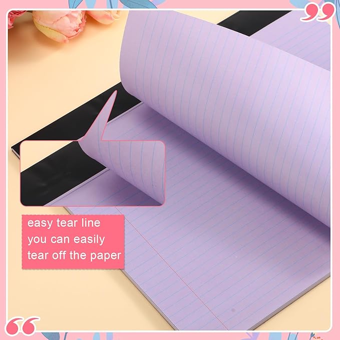 Lincia 6 Pcs 11" x 9.5" Legal Pads College Ruled Notepad Landscape Notebook Horizontal Lined Notebook 80 Gsm Assorted Colors Paper Pastel Writing Pads for School Office, 40 Sheet (Happiness Color)