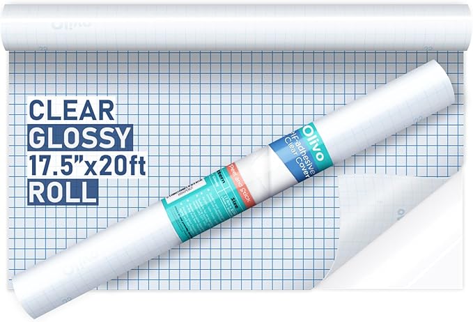 Olivo Clear Contact Paper Roll for Books Crafts 17.5 in x 20 ft Peel and Stick Adhesive Book Cover Plastic Protector