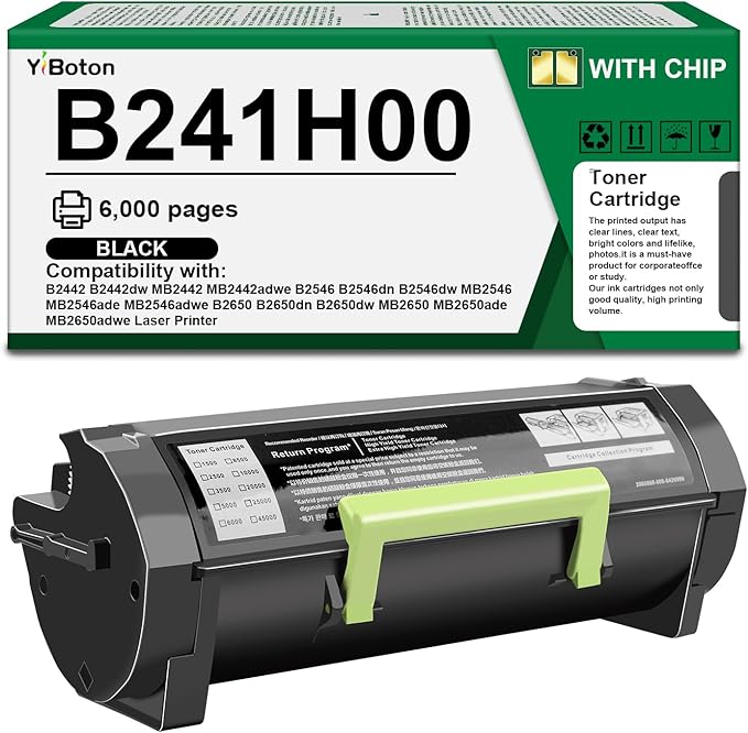 High Yield B241H00 Black Toner Cartridge Compatible with Lexmark B241H00 Toner Cartridge for B2338 B2338dw B2442 B2442dw MB2338 MB2442 Printers (6,000 Pages)