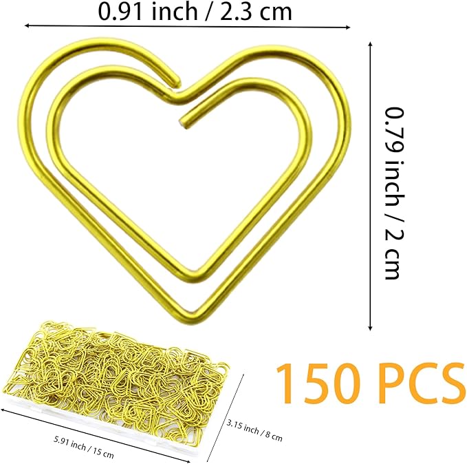 150 Pcs Small Yellow Paper Clips Cute Paperclips Decorative Clip Basic Office Supplies for Photo Wedding Invitations