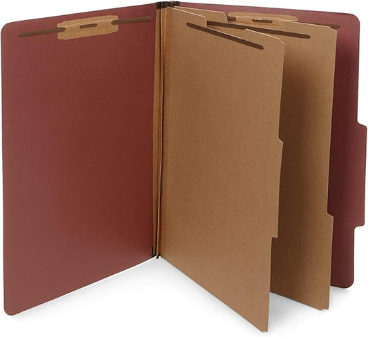 10 Legal Size Classification Folders - 2 Divider - 2 Inch Tyvek Expansions - Durable 2 Prongs Designed to Organize Standard Law Client Files, Office Reports - Legal Size, 10 Folders (Red)