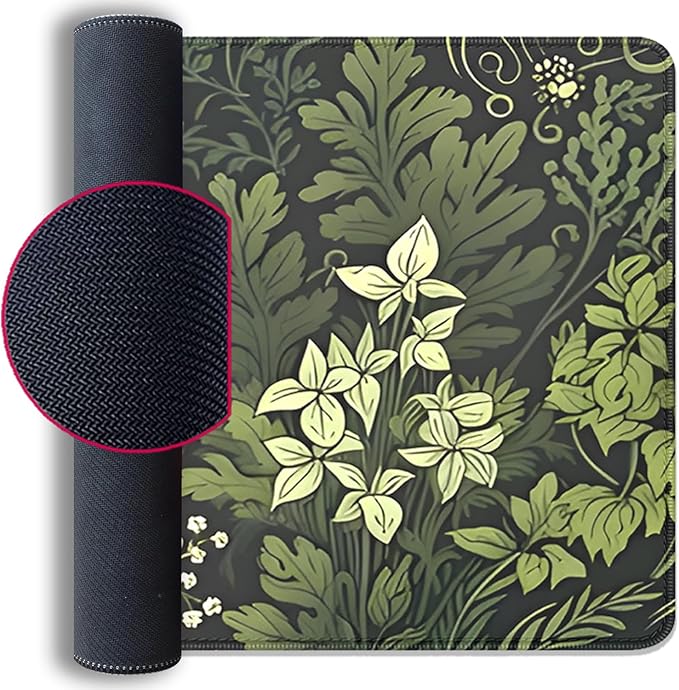 Sage Green Floral and Plant Desk Pad Mouse Pad,Large Gaming Mouse Mat with Stitched Edges,Non-Slip Waterproof Rubber Base Mous Mat for Office Computer Keyboard Laptop Home(27.5X11.8 in)