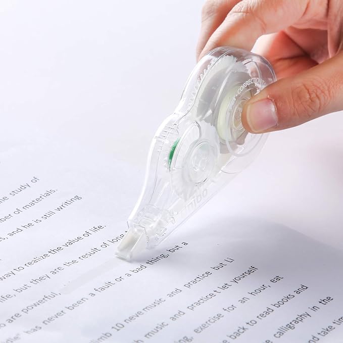 White Correction Tape, Fast Clean and Easy to Use Tear-Resistant Tape, For school Supplies, Office (12pack, 5M/196, Tape Width 0.2in)