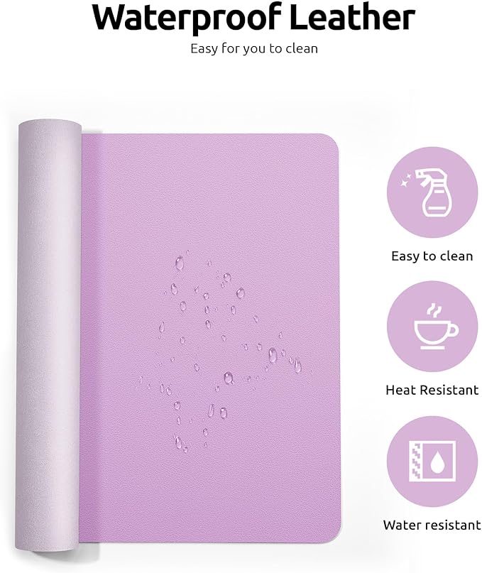 YSAGi Leather Desk Pad Protector, Office Desk Mat, Large Mouse Pad, Non-Slip PU Leather Desk Blotter, Laptop Desk Pad, Waterproof Desk Writing Pad for Office and Home (Taro Purple, 23.6" x 13.8")