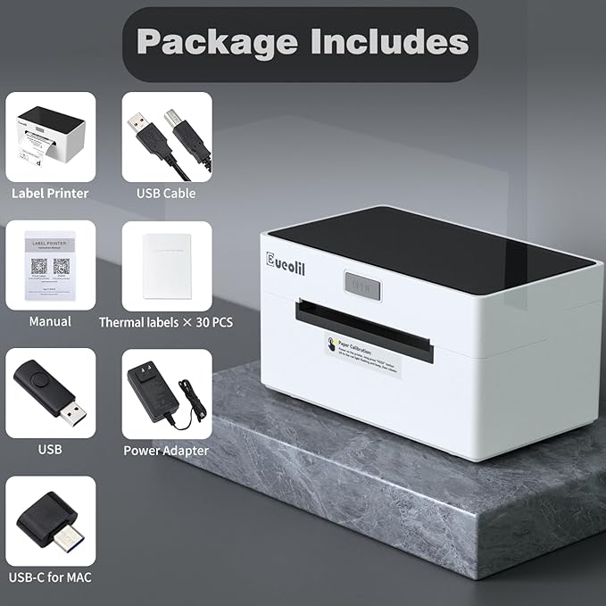 4x6 Thermal Label Printer, All-in-One Portable Bluetooth Shipping Label Printer for Small Business Compatible with Android/iPhone/Mac/Windows, for Amazon, eBay, Shopify, Etsy, USPS & UPS