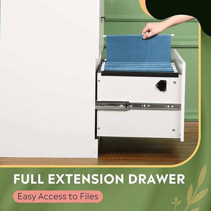 DEVAISE 2-Drawer Wood Lateral File Cabinet with Lock for Home Office, White