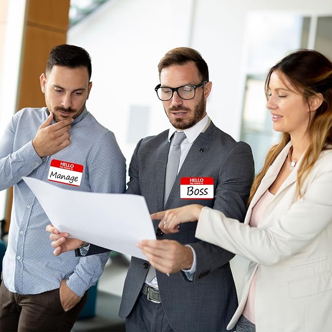 480 Pcs Name Tags Sticker Red, 3" x 2" Blank Hello My Name is Name Tag Stickers to Write On, Adhesive Hi My Name is Name Stickers, Name Labels for School,Classroom,Office,Party