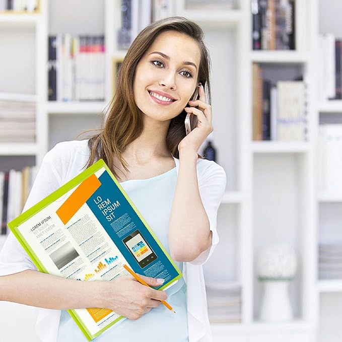 16 Packs Heavy Duty 3 Pockets Folders with Prongs, Plastic Folders with Clear Front Pocket, for Letter Size Paper, Assorted Colors/Card Slot for Class Office Home