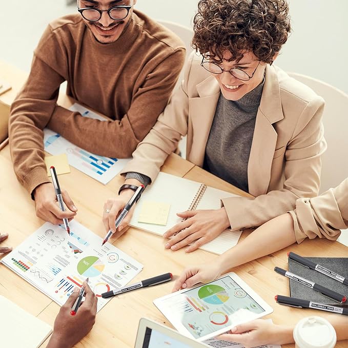 Shuttle Art RollerBall Pens, 25 Pack Red Fine Point Roller Ball Pens, 0.5mm Liquid Ink Pens for Writing Journaling Taking Notes School Office