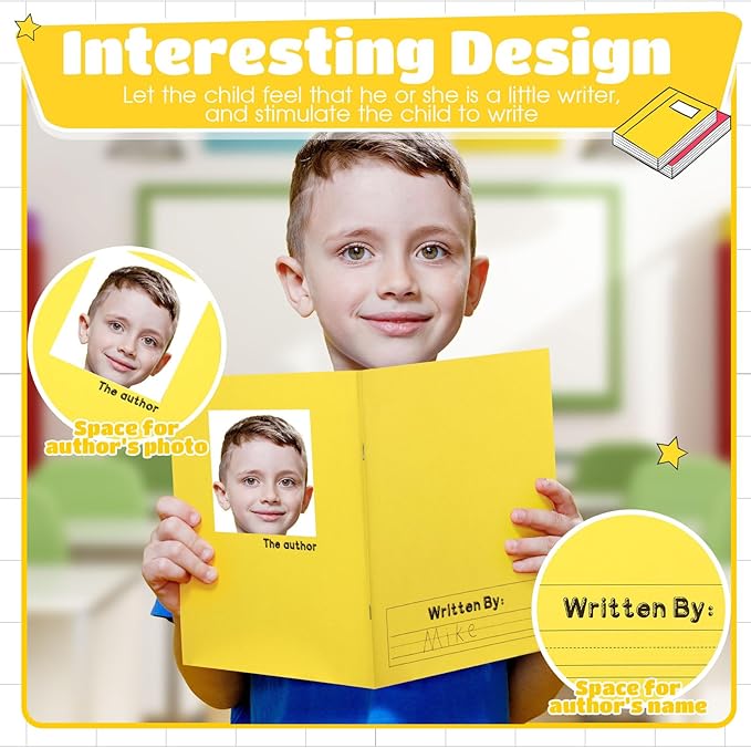 Henoyso 48 Pcs Primary Composition Notebook K-2 9 3/4 x 7 1/2 Inch Primary Journal, Back to School Supplies, Bulk Blank Writing Book for Kid to Write Draw Journal 60 Page Notebooks (Multicolored)