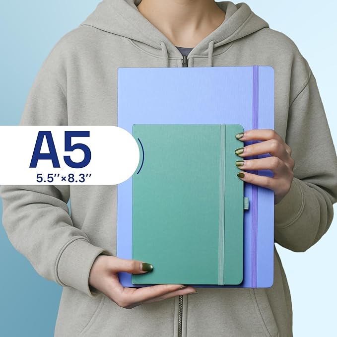 A5 Lined Journal Notebook, 7mm College Ruled Notepad, Journaling for Writing, Work, School, Travel and Note Taking, Hardcover 160 Pages (80 Sheets) 5.79 x 8.3 inches (3 Pack Cornflower Blue)
