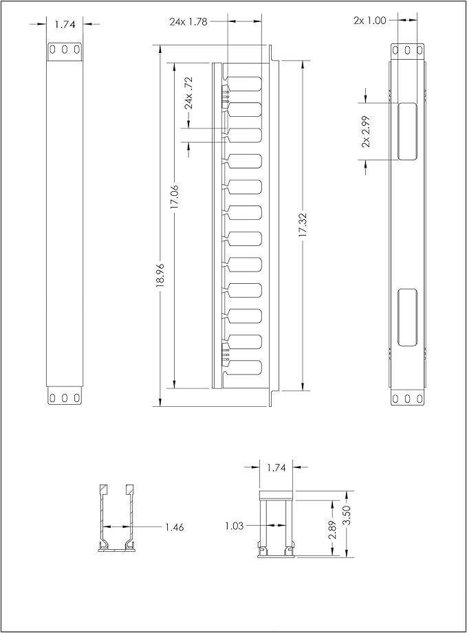 Raising Electronics 1U Horizontal Rack Mount Cable Management Unit with Panel Plastic 19" Rack Mount