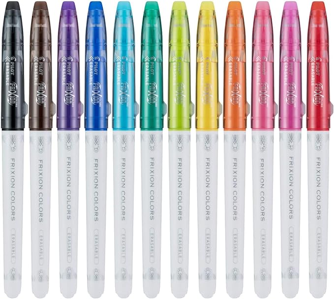 Pilot, FriXion Colors Erasable Marker Pens, Bold Point, Pack of 12, Assorted Colors